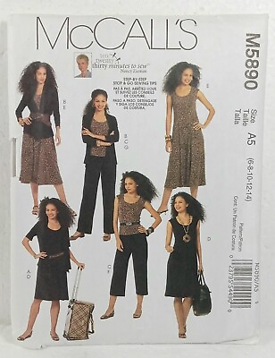 #ad McCall#x27;s 5890 Misses Pants Top Jacket Dress Sewing Pattern Size A5 6 14 Uncut