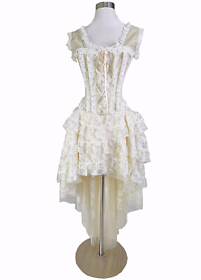 #ad Burleska Ophelie Corset Wedding Dress Layered Cream Lace Steampunk Gothic Gypsy