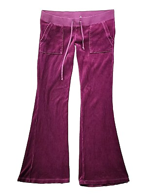 #ad Juicy Couture Purple Velour Sweatpants Women#x27;s Small Drawstring Flared Leg