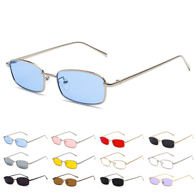 #ad Retro Slender Square Sunglasses Small Metal Frame Fashion Candy Colors Glasses