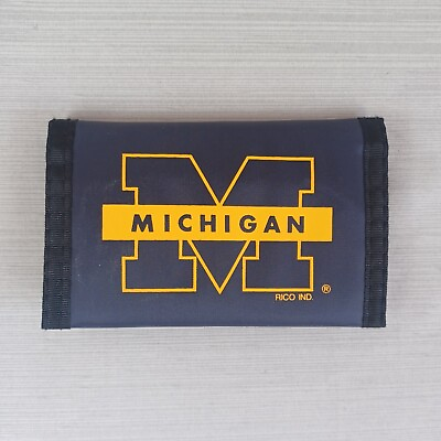 #ad Michigan Wolverines Wallet Nylon Hook amp; Loop Blue University NCAA Vintage 90s