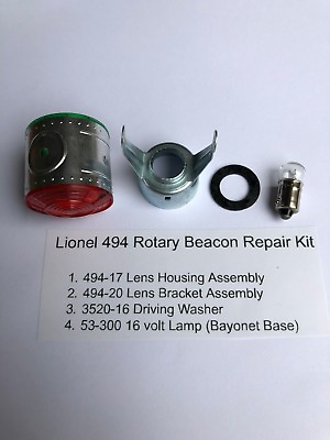 #ad Lionel 494 Rotary Beacon top complete kit w bracket driving washer amp; light bulb