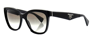 #ad PRADA SPR20P 1AB 0A7 56mm Black Sunglasses Italy *temple crack*