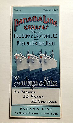 #ad 1940 Panama Line Steamship Cruises Travel Brochure $85.00