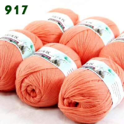 #ad Sale 6 Skeinsx50g LACE Soft Acrylic Wool Cashmere hand knitting Crochet Yarn 917