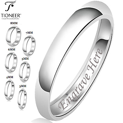 #ad Sterling Silver 925 Wedding Band Promise Ring Plain Comfort FREE ENGRAVE 2mm 8mm $20.79