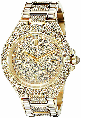 #ad Michael Kors MK5720 Camille Gold Crystal Encrusted Stainless Steel Women#x27;s Watch