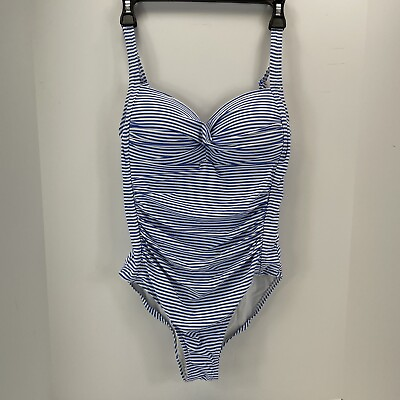 #ad Nip Tuck Navy Ahoy Joanne Foil Twist Front Design One Piece Bathing Suit Size 8