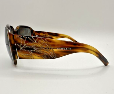 #ad VERSACE Sunglasses Tortoise Brown Jeweled 4110 B 163 3 63 17 130 made in Italy $58.88