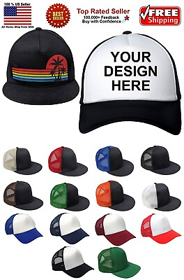 #ad Design Your Custom Image Logo Photo Text Trucker Hat Cap Adjustable Hat