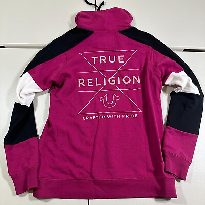 #ad True Religion Rhinestone Sweater Women Pink Size Large L Y2K $24.88