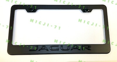 #ad 3D Jaguar Black Emblem Stainless Steel Black License Plate Frame Rust Free