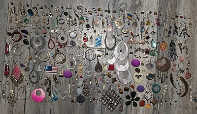 #ad HUGE Vintage Now 220PC SINGLE EARRINGS Craft Jewelry Lot Some Are Signed