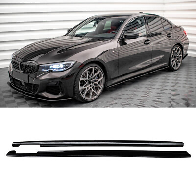 #ad Side Skirts Extension Lip for 19 23 BMW G20 G28 3 Series M Sport Carbon Look