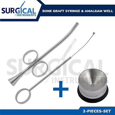 #ad 2 Pcs Bone Graft Syringe 4.5mm amp; Amalgam Well Set Implant Dental German Grade