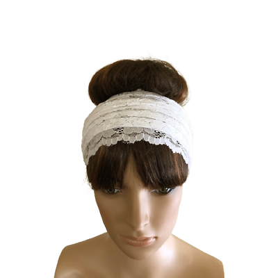 #ad Off White Headband. Hairband. Stretch Lace Head Wrap. Fashion Hair Wrap.
