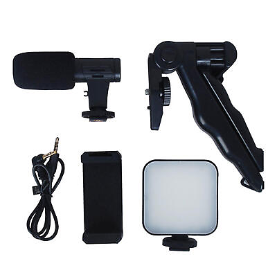 #ad SmartPhone Vlogging Set Video Kit With Tripod Microphone LED Light Phone Holder