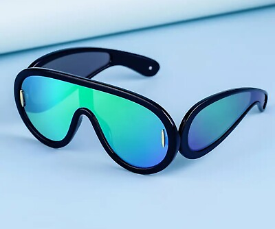 #ad Oversized luxury sunglasses women black green film
