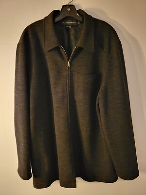 #ad Jhane Barnes Mens Wool Full Zip Jacket Coat Charcoal Gray sz L