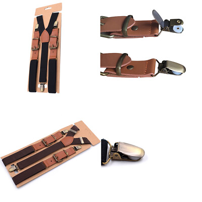#ad US 1 2 Pack Men Y Back Suspender Swivel Hook Adjustable Y Shaped Elastic Belt $9.69