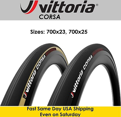 #ad Vittoria Corsa G2.0 700x23 25 All Black or Tan Skinwall Folding Road Bike Tire