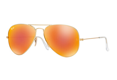 #ad Ray Ban RB3025 112 69 Gold Aviator Orange Mirror 55 14 135mm Unisex Sunglasses