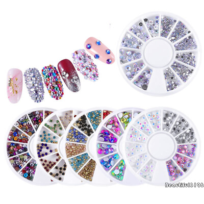 #ad Various 3D Nail Art Rhinestones Glitters Studs Acrylic Tips Decoration Wheels