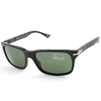 #ad PERSOL Sunglasses PO3048S 95 31 Shiny Black Frame W Green Lens 58MM $124.99