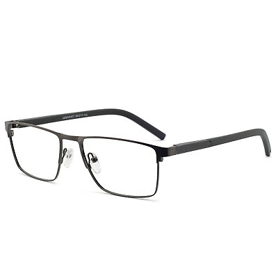 #ad #ad Mens Rectangle Full Rim Metal Black Non prescription Clear Optical Glasses 54...
