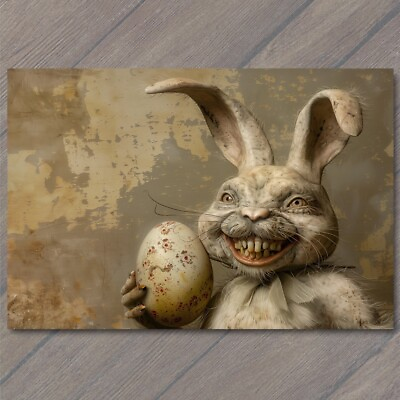 #ad POSTCARD Rabbit Weird Creepy Vibe Easter Bunny Scary Mask Cult Strange Unusual