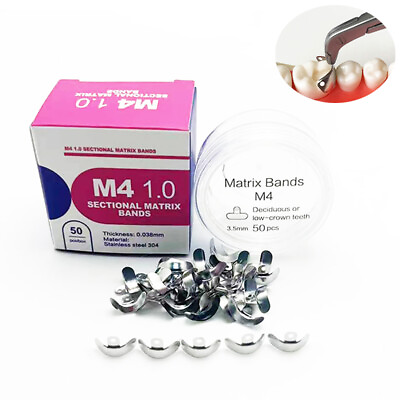 #ad 50Pcs Dental Matrix Bands Palodent V3 Sectional Contoured Metal Matrices Refill