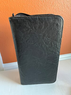 #ad 72 Disc CD DVD Case Storage Wallet Faux Leather Zipper Bag Near Mint Condition