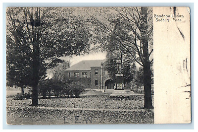 #ad 1912 Goodnow Library Sudbury Massachusetts MA Antique Posted Postcard