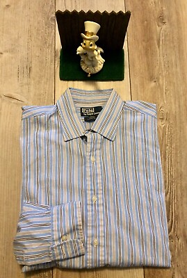#ad Polo Ralph Lauren Mens Button Curham Classic Fit Striped Dress Shirt 16.5 32 33