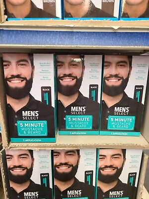 #ad 6pks Men select Mustache Beard BLACK Color 5 Minute Facial Gray Hair Dye Gel