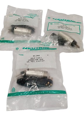 #ad Neutrik NC3MX B Male 3 Pin Connectors Lot of 3 NEW SEALED