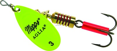 #ad Mepps Aglia In Line Spinner 1 4 Oz Plain Treble Hook Hot Chartreuse Blade B3 HC