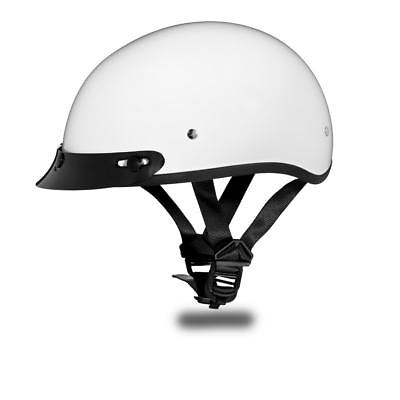 #ad Daytona Helmet Skull Cap 1 2 Open Face Hi Gloss White DOT Motorcycle Helmet