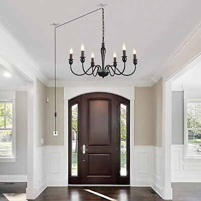 #ad Plug In Chandelier Fixture With Cord amp; Switch Modern Pendant Ceiling Light Foyer