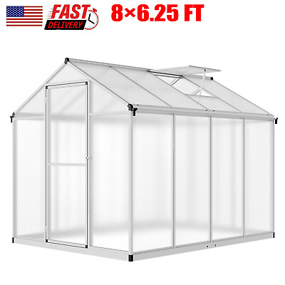 #ad 8×6.25FT New Polycarbonate Greenhouses Kits Walk in Green House Outdoor Portable