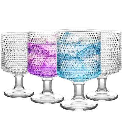 #ad Vintage Wine Glasses Set of 4 8 oz Hobnail Goblet Glasses Cocktail Glasses fo...