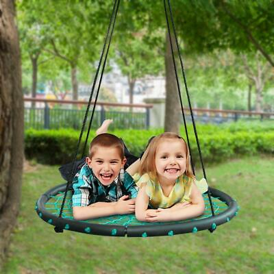 #ad 40quot; Kids Round Saucer Web Swing In Outdoor Tree Swing Seat w Adjustable Hanging