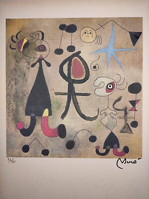 #ad COA Joan Miro Painting Print Poster Wall Art Signed amp; Numbered