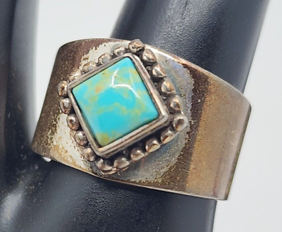 #ad Vintage Carolyn Pollack QVC Southwest Sterling Turquoise Ring Size 8.5