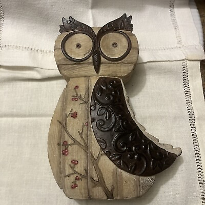 #ad Gerson International Company Owl Figurine Metal And Faux Wood $28.96