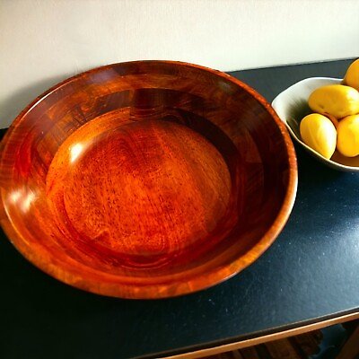 #ad Large Wooden Serving Bowl Rustic But Chic Beautiful Color Variations Great Shine