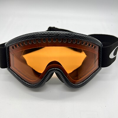 #ad Oakley Ski Goggles Men#x27;s Frame Black Orange Lenses