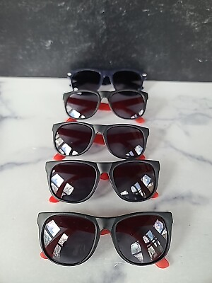 #ad Lot Of 5 Red and Black Kids Sunglasses Used Unisex