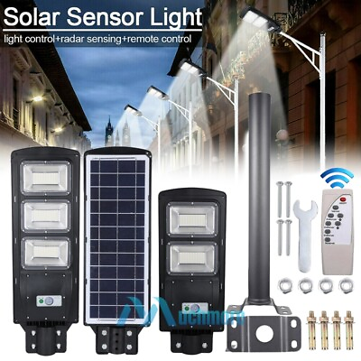 #ad 60 90W LED Solar Street Wall Light Radar Induction Outdoor Lamp Remote Control