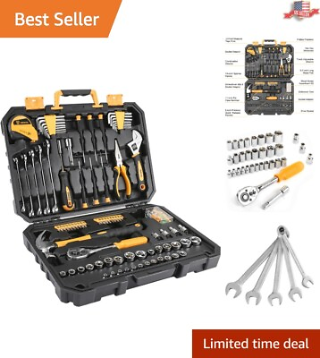 #ad Forged Steel Tool Kit with High Polish Chrome Finish Complete 128 Pieces